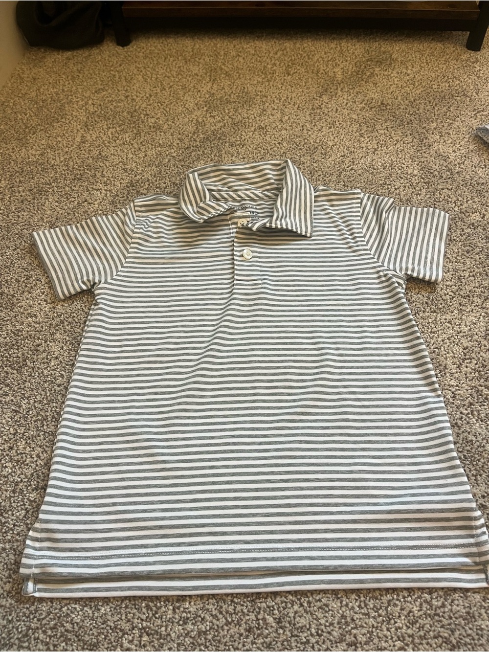 J. Crew Factory Gray and White Striped Polo Shirt